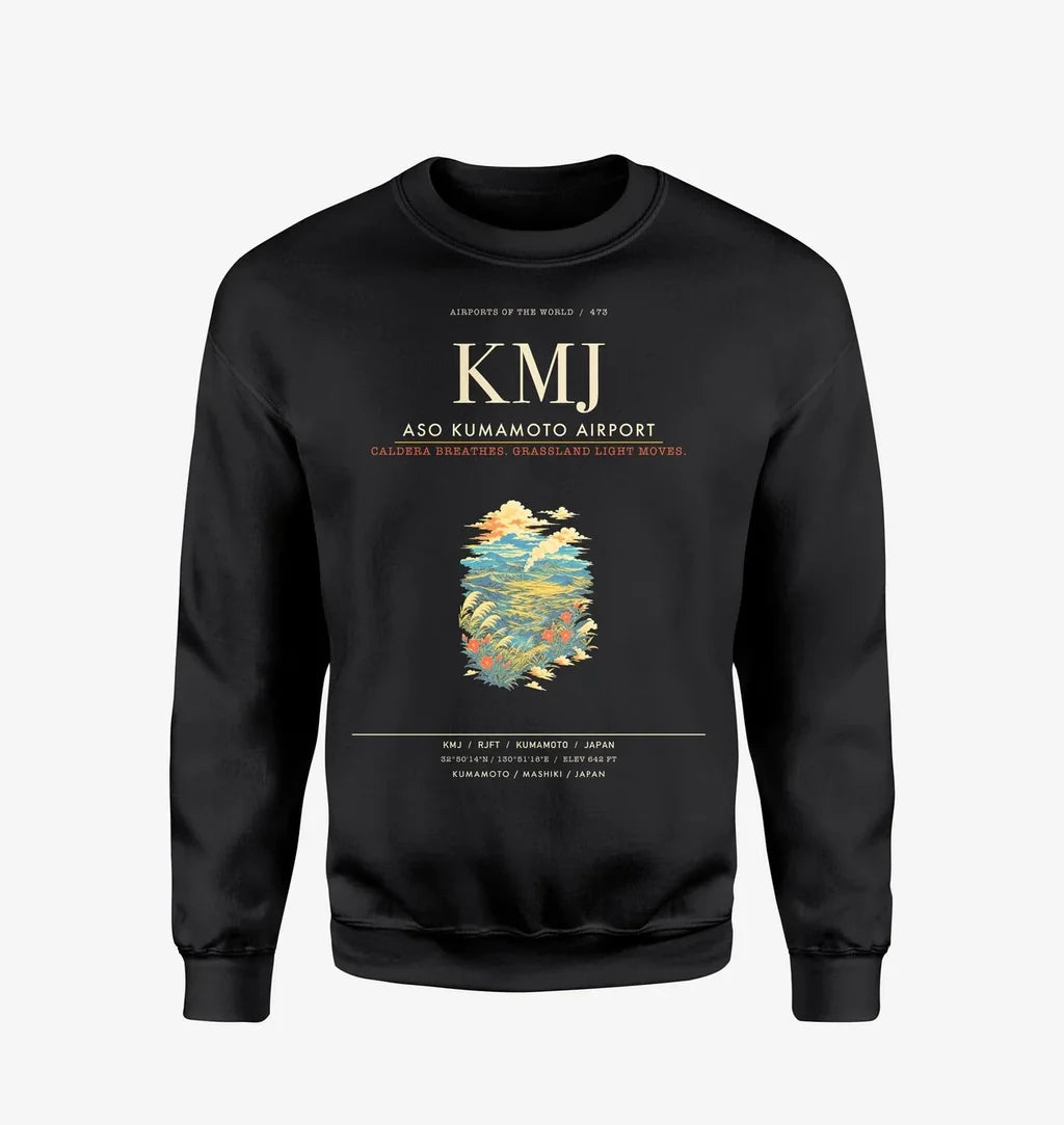 Aso Kumamoto Airport KMJ Sweatshirt - Black
