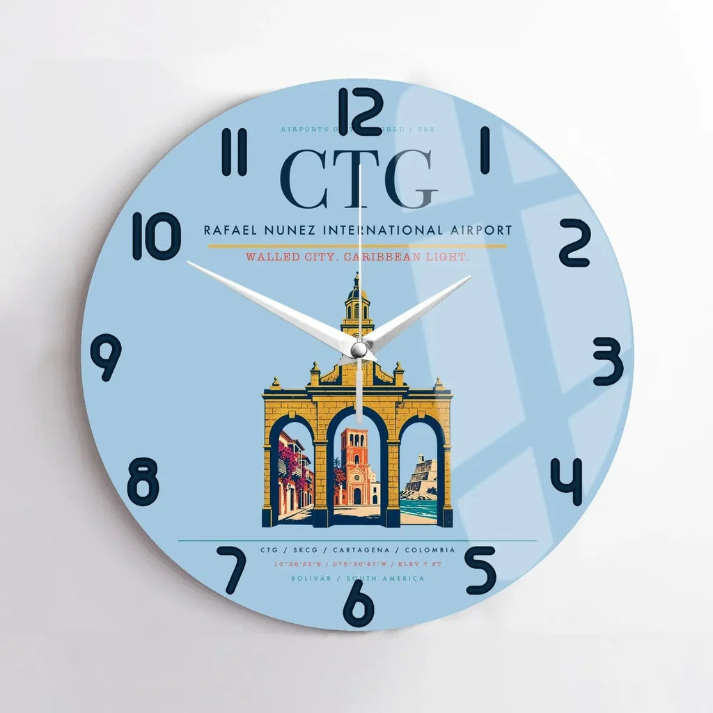 Rafael Nunez International Airport CTG Wall-Clock No-Frame - Light Blue