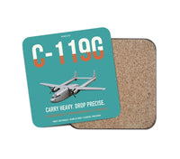 Thumbnail for C-119G Flying Boxcar design on turquoise 1 piece coaster