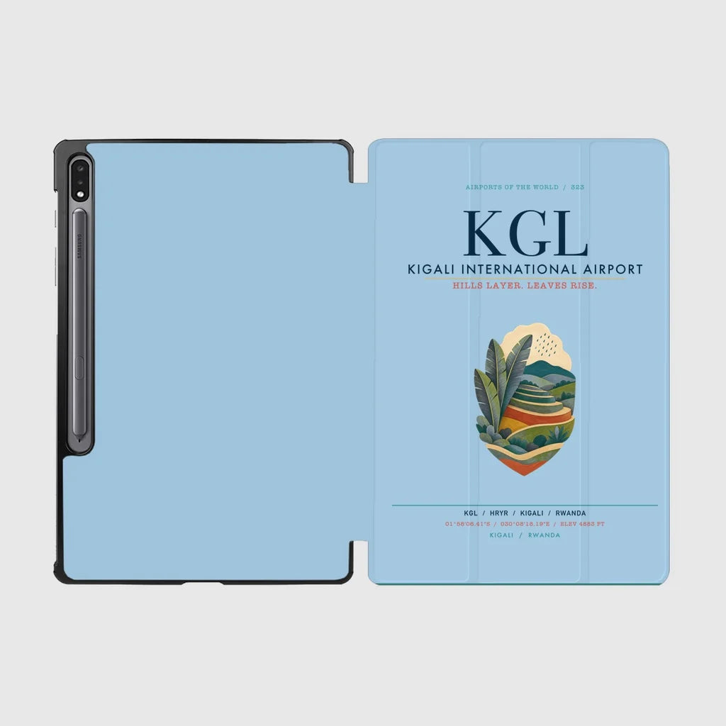 Kigali International Airport (KGL) design on light blue samsung tablet tablet case
