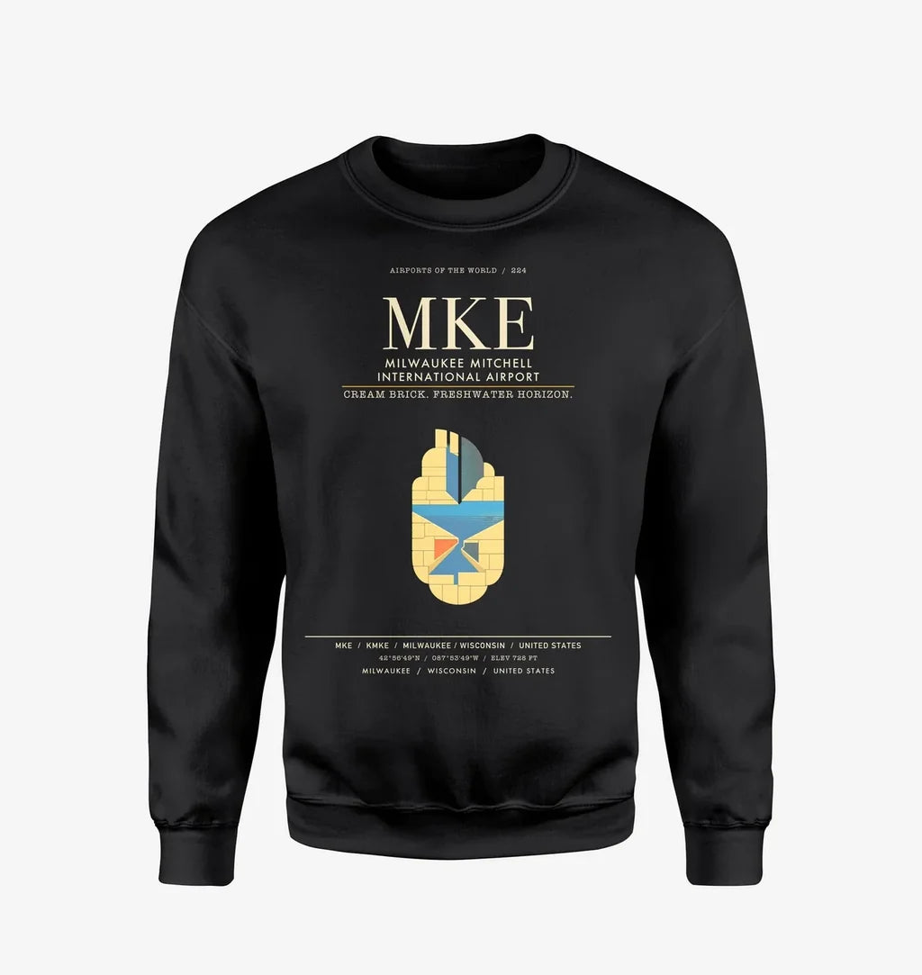 Milwaukee Mitchell International Airport MKE Sweatshirt - Black
