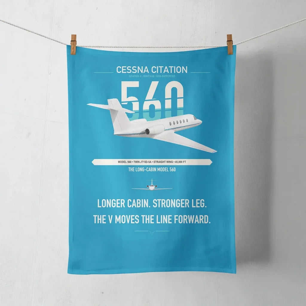 Cessna Citation 560 - Citation V design on turquoise towel
