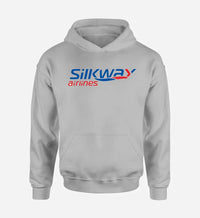 Thumbnail for Silk Way West Airlines logo printed on light gray hoodie