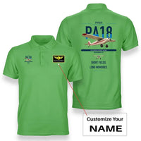 Thumbnail for Piper PA-18 Super Cub design on light green+name double-side polo t-shirt, double-side print