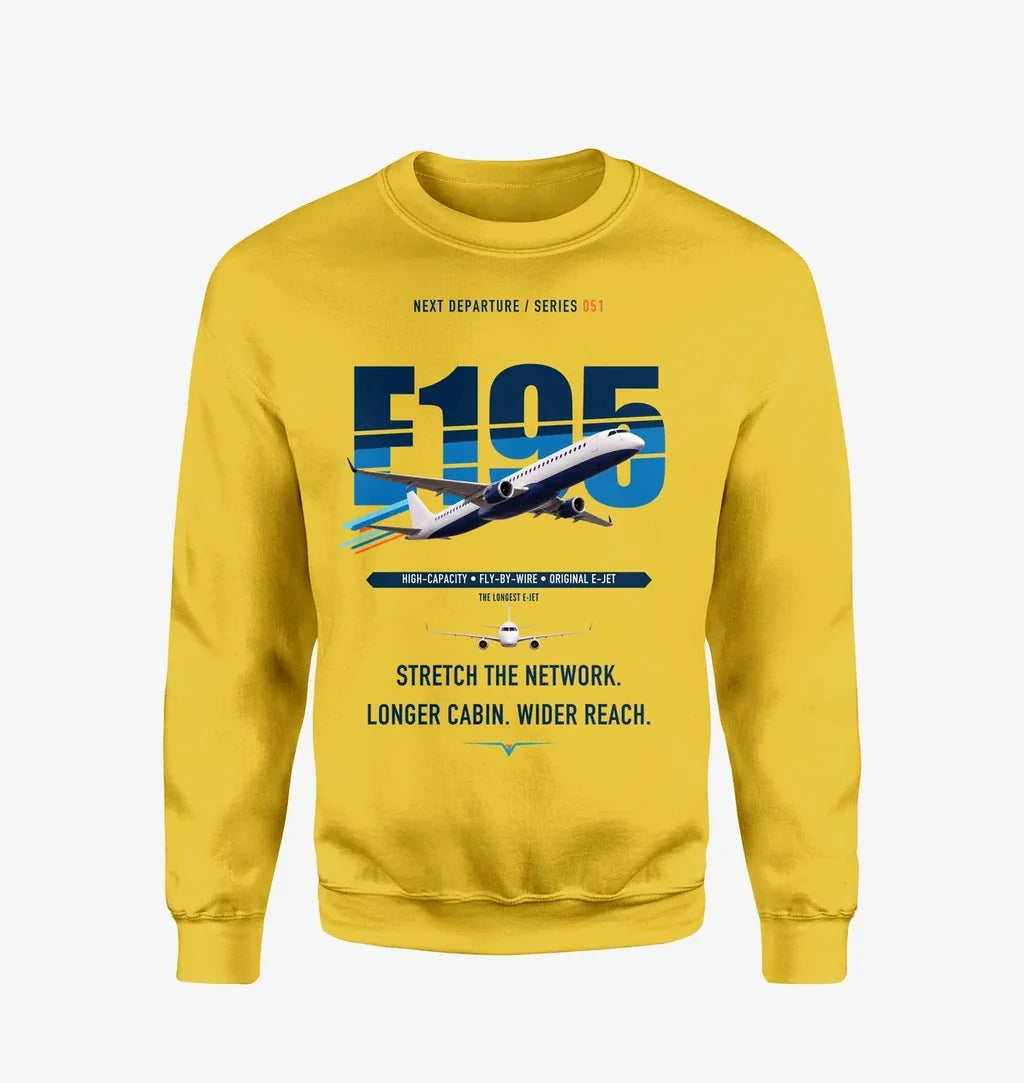 Embraer E195 design on yellow sweatshirt