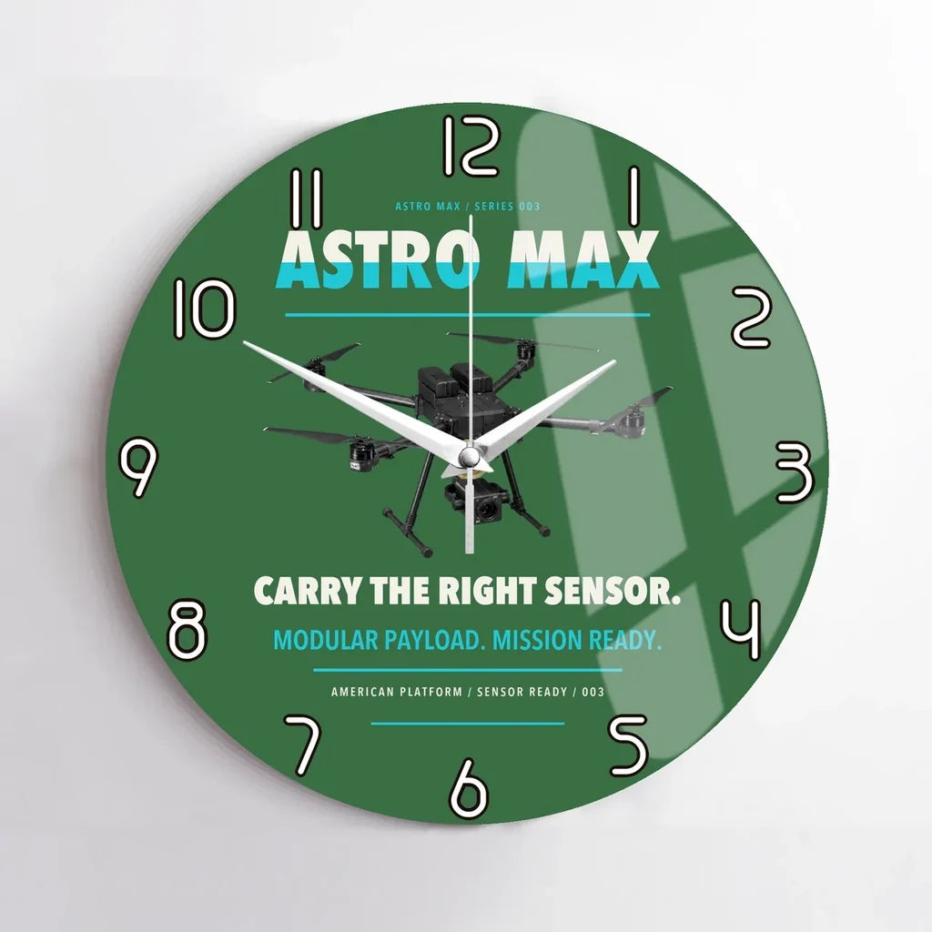Freefly Astro Max design on green no frame wall clock