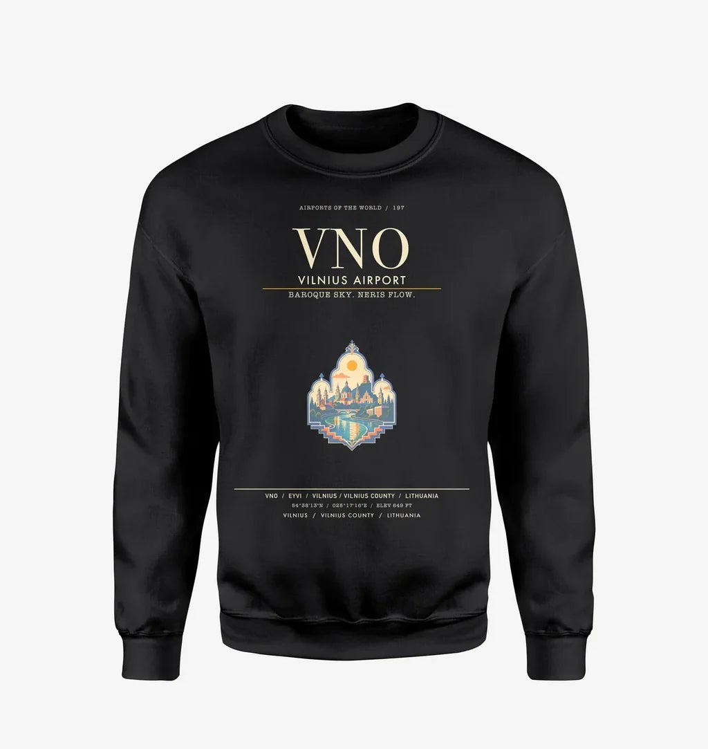 Vilnius Airport VNO Sweatshirt - Black