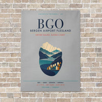 Thumbnail for Bergen Airport Flesland BGO vertical canvas print - no frame - light gray background