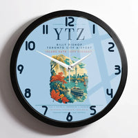 Thumbnail for Billy Bishop Toronto City Airport (YTZ) design on light blue framed wall clock