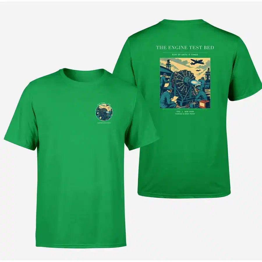 VINTAGE G4520 - The Engine Test Bed - Double-Side T-Shirt design on green double side t shirt