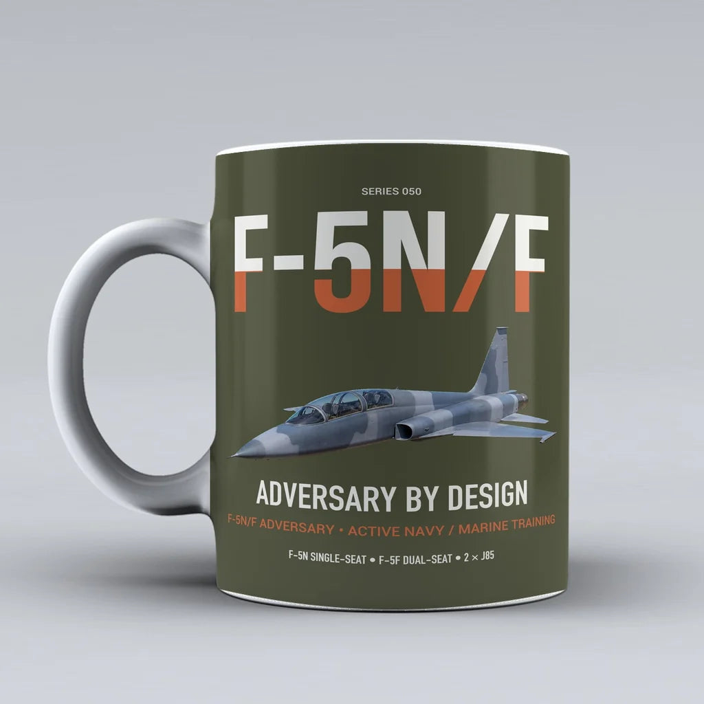 F-5N F Adversary design on green army ceramic mug, double-side print