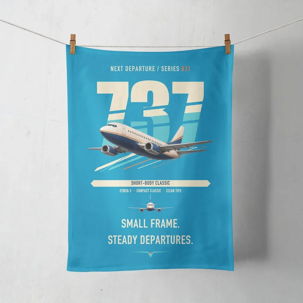 Boeing 737-500 Classic design on turquoise towel