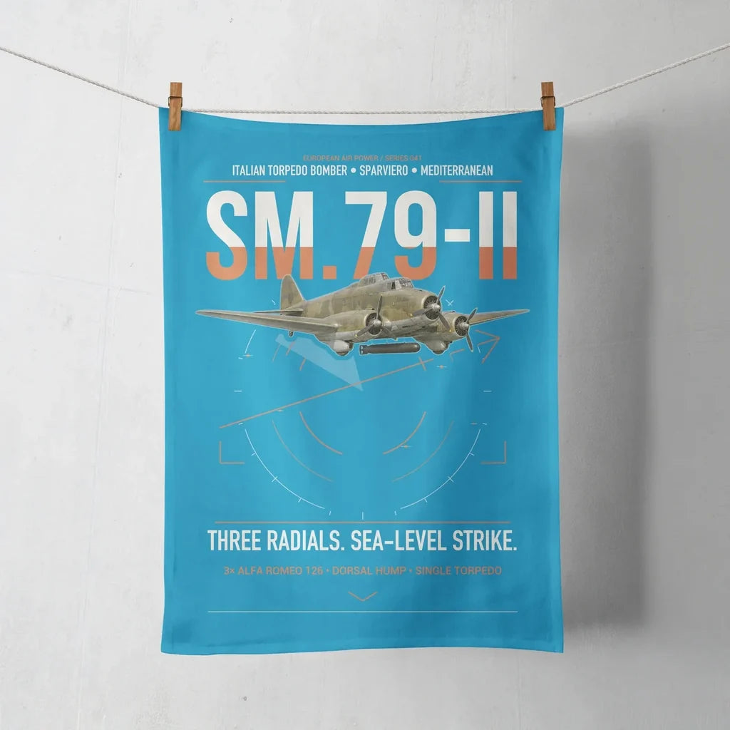 Savoia-Marchetti SM.79-II Sparviero design on turquoise towel