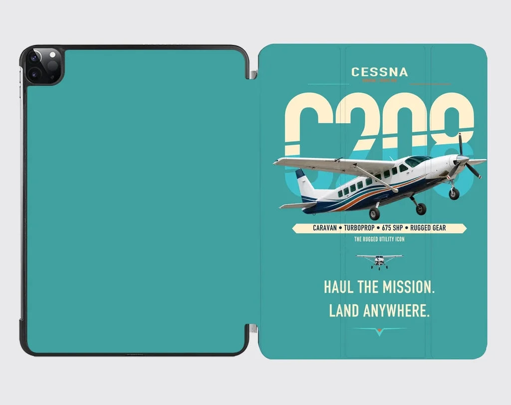 Cessna 208 Caravan design on turquoise ipad tablet case