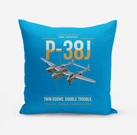 Thumbnail for P-38J Lightning design on turquoise pillow