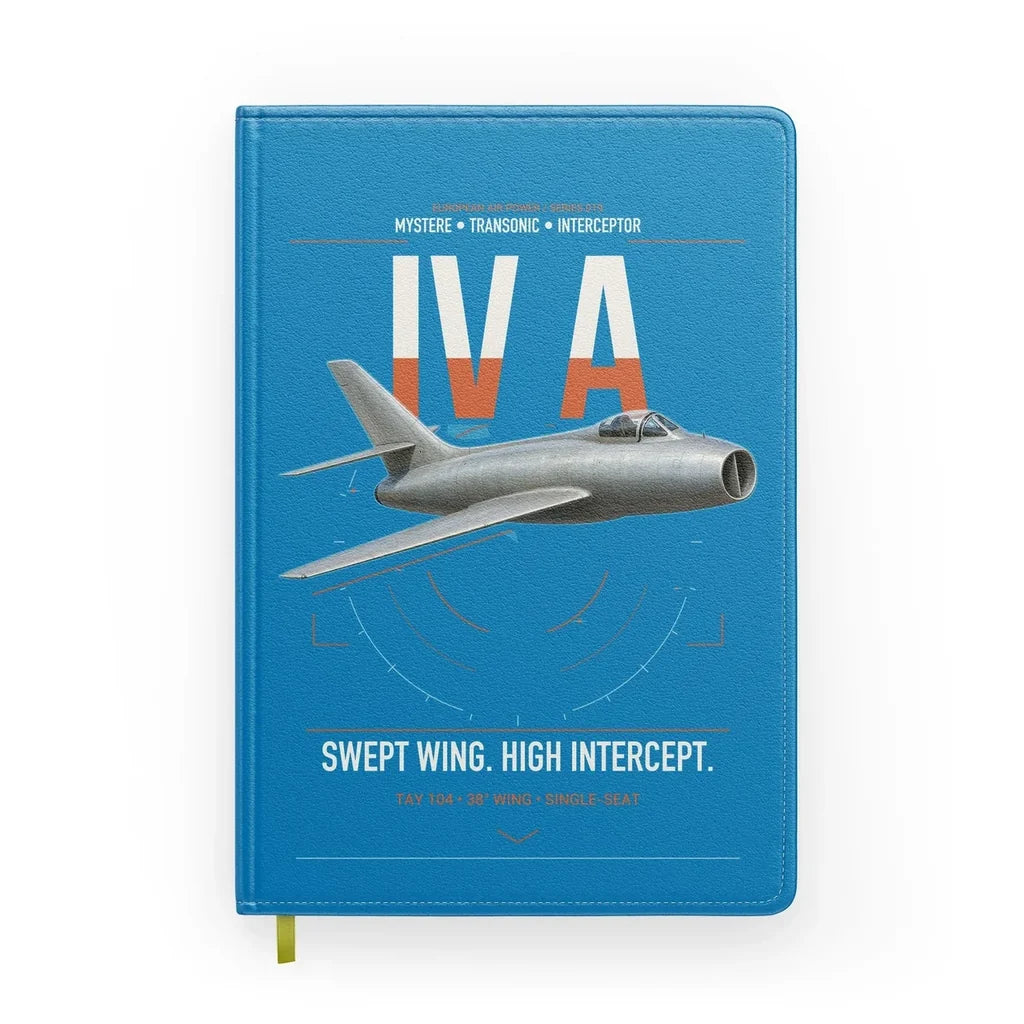 Dassault Mystère IV A design on turquoise notebook