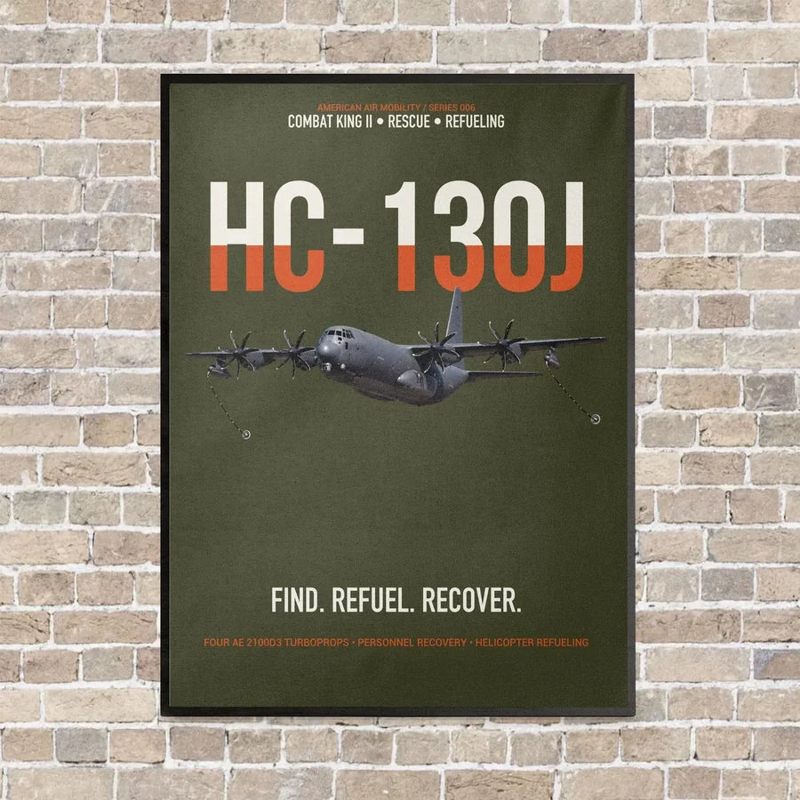 HC-130J COMBAT KING II vertical canvas print - framed - green army background
