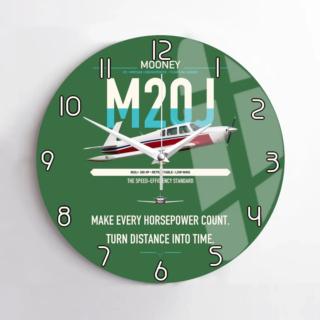 Mooney M20J 201 design on green no frame wall clock