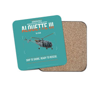 Thumbnail for Aérospatiale SA 316B Alouette III design on turquoise 1 piece coaster