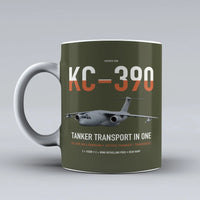 Thumbnail for Embraer KC-390 Millennium design on green army ceramic mug, double-side print