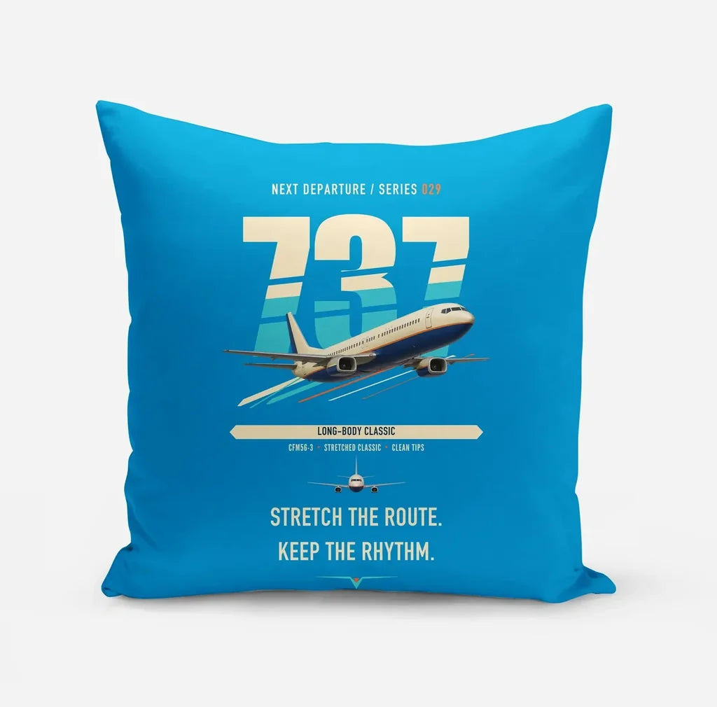 Boeing 737-400 Classic design on turquoise pillow