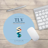 Thumbnail for Tel Aviv Ben Gurion Airport (TLV) design on light blue round mouse pad