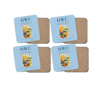 Thumbnail for Al Maktoum International Airport (DWC) design on light blue 4 pieces set coaster