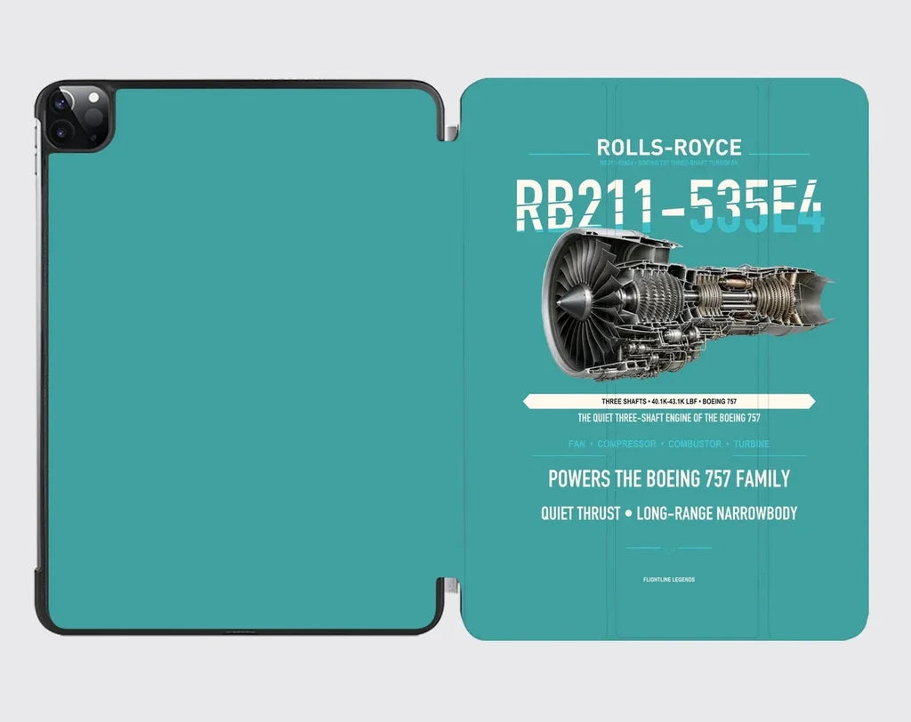 RB211-535E4 design on turquoise ipad tablet case