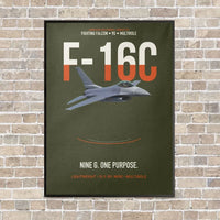 Thumbnail for F-16C Fighting Falcon Nine G One Purpose vertical canvas print - framed - green army background