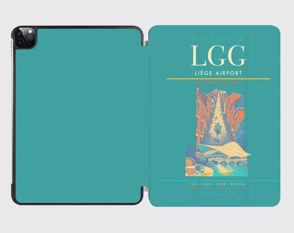 Liège Airport (LGG) design on turquoise ipad tablet case