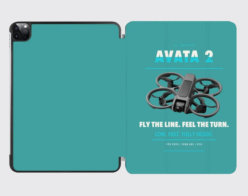DJI Avata 2 design on turquoise ipad tablet case