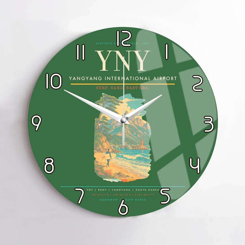Yangyang International Airport (YNY) design on green no frame wall clock
