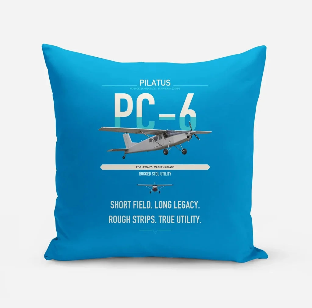 Pilatus PC-6 Porter design on turquoise pillow