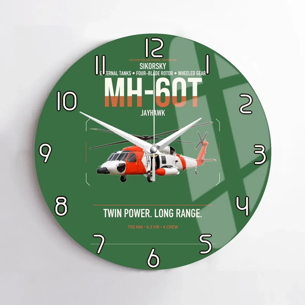 Sikorsky MH-60T Jayhawk design on green no frame wall clock