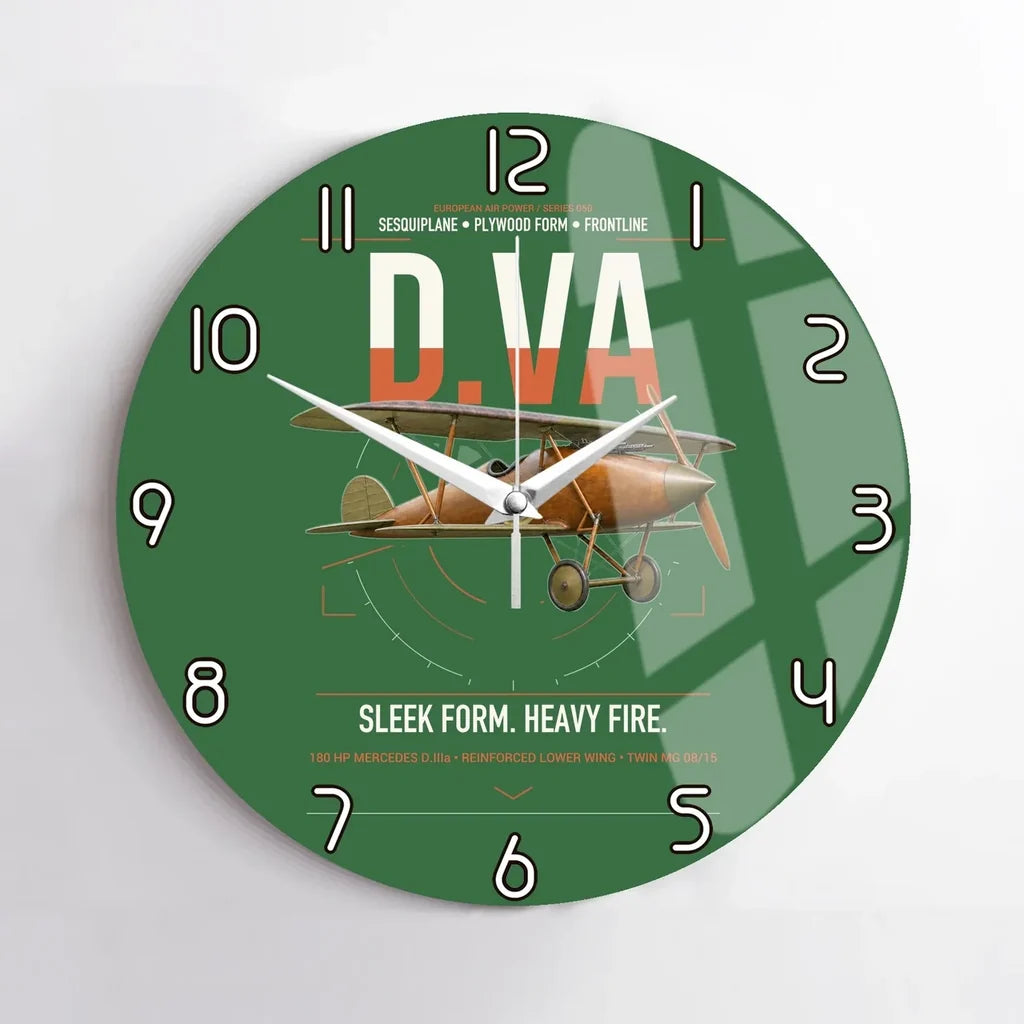 Albatros D.Va design on green no frame wall clock