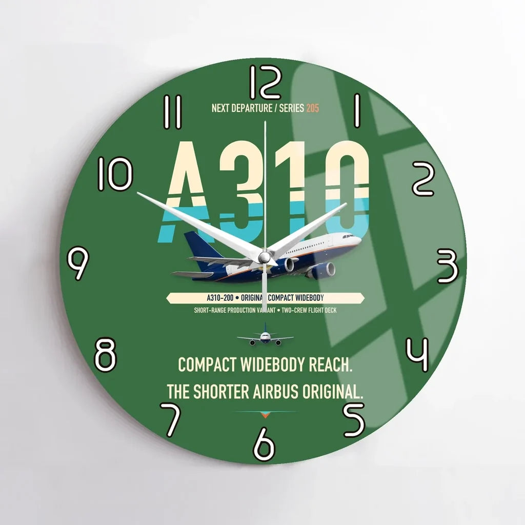 Airbus A310-200 design on green no frame wall clock