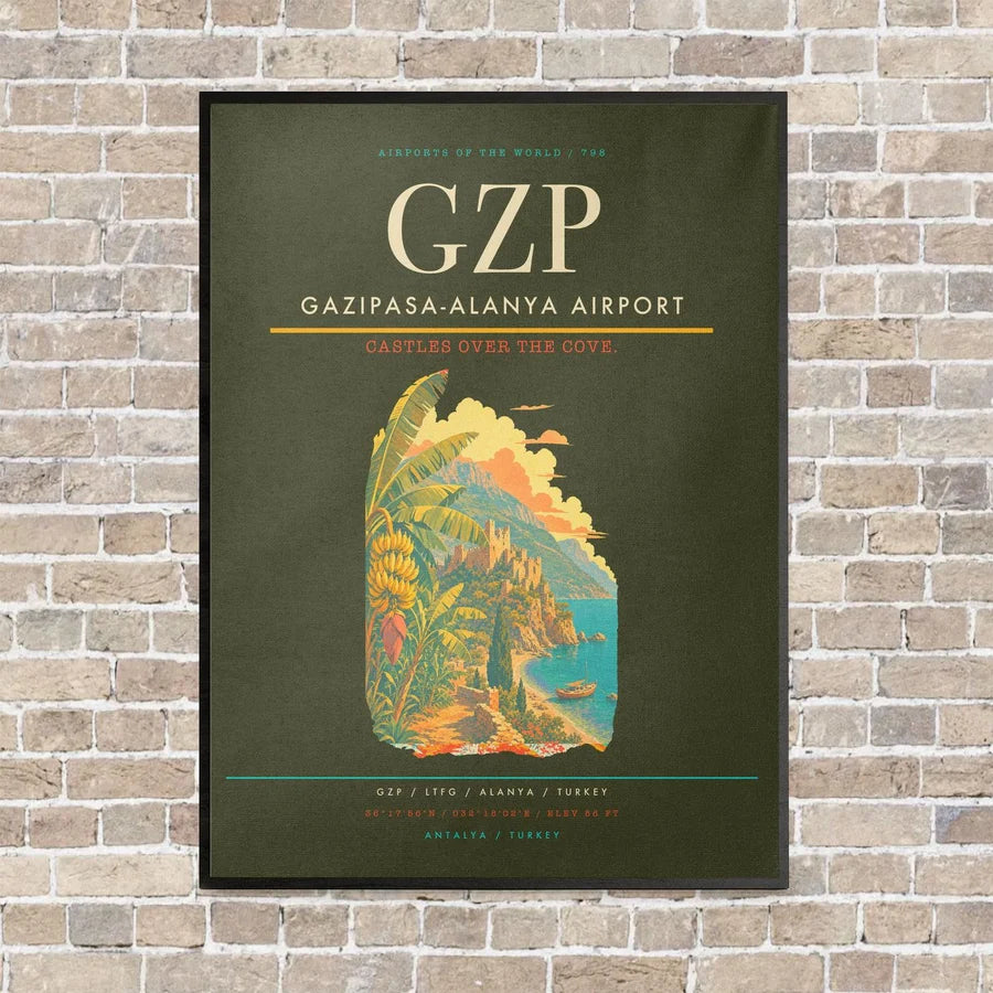 Gazipasa-Alanya Airport GZP vertical canvas print - framed - green army background