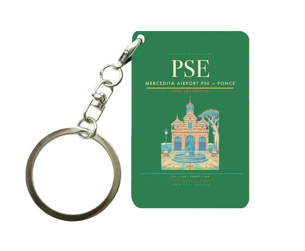 Mercedita Airport (PSE) design on green key chain