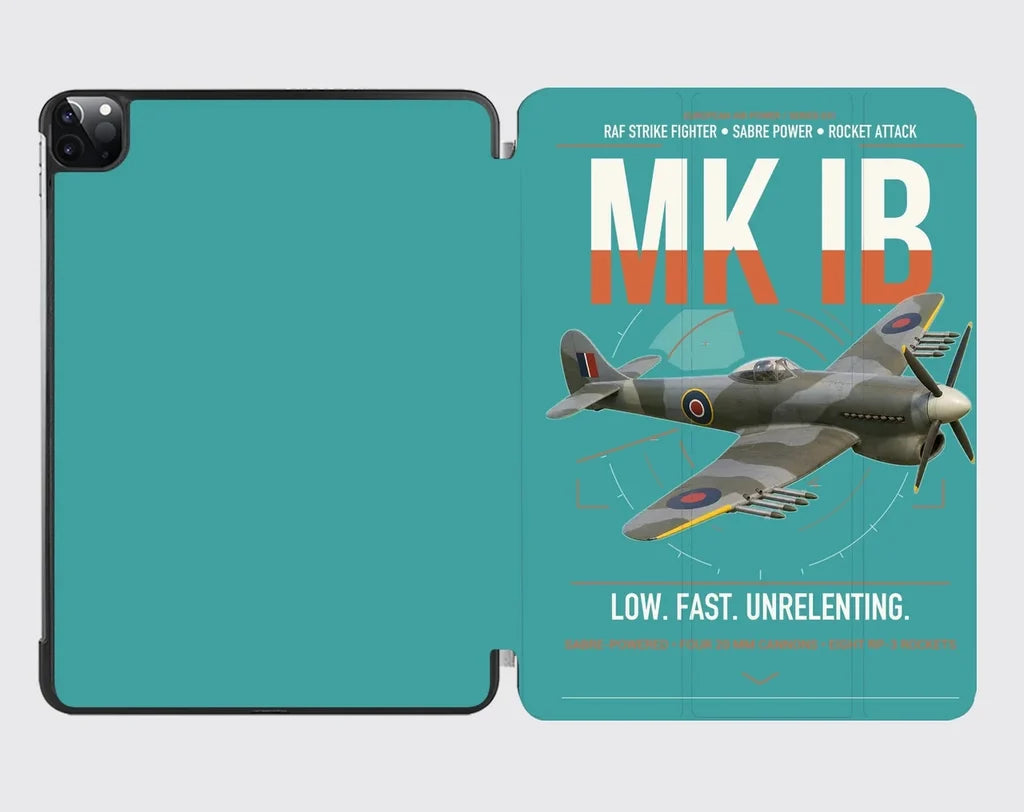 Hawker Typhoon Mk IB design on turquoise ipad tablet case