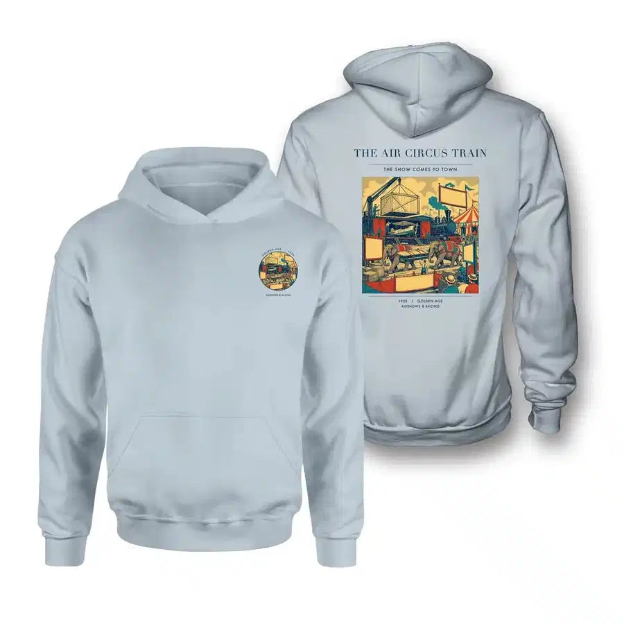 VINTAGE G4037 - The Air Circus Train - Double-Side Hoodie design on lightblue double side