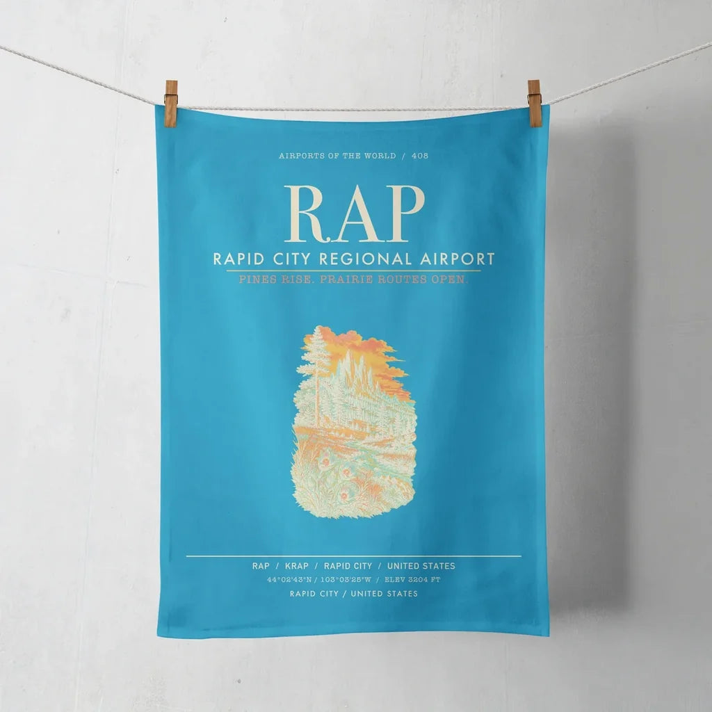 Rapid City Regional Airport (RAP) design on turquoise towel