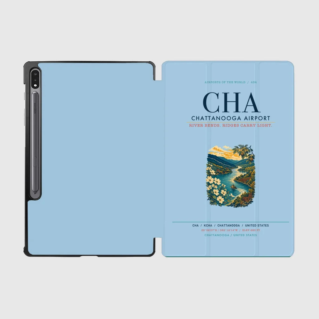 Chattanooga Airport (CHA) design on light blue samsung tablet tablet case