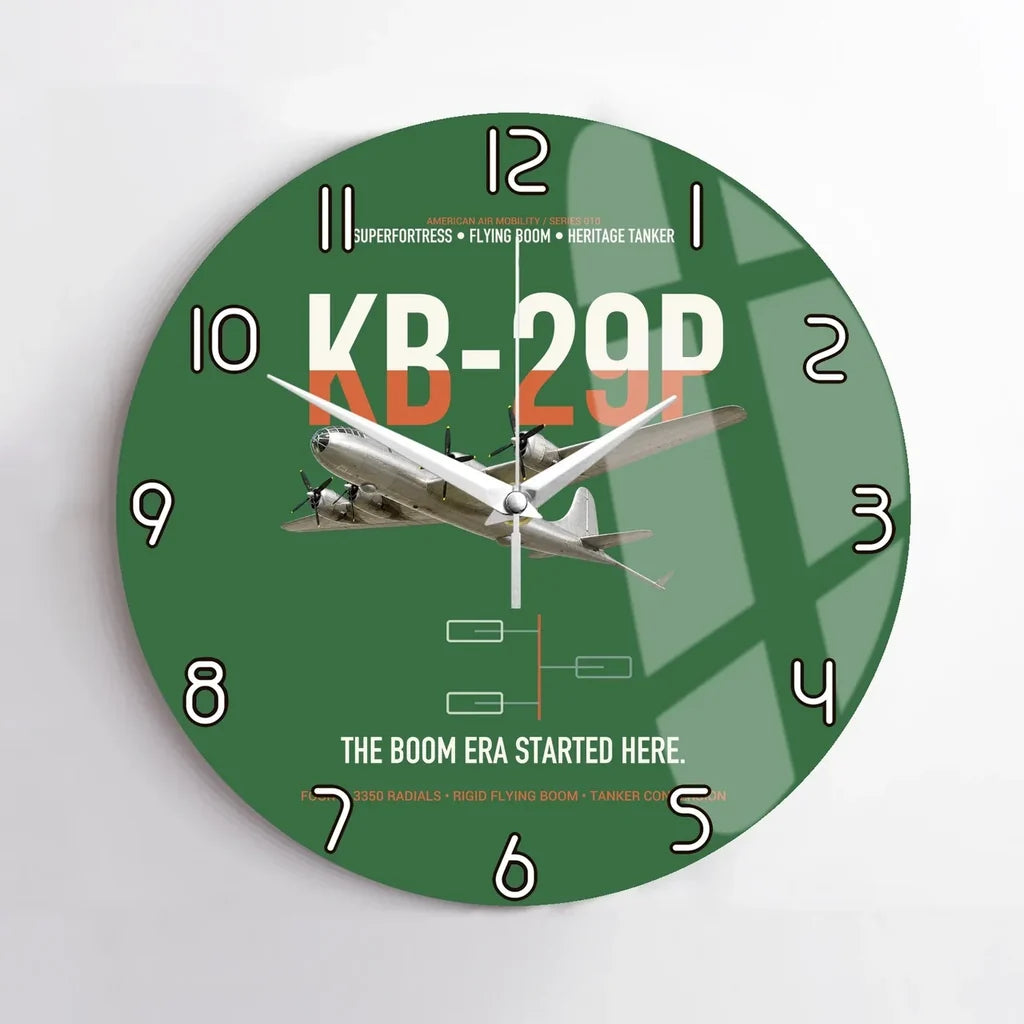 KB-29P SUPERFORTRESS design on green no frame wall clock