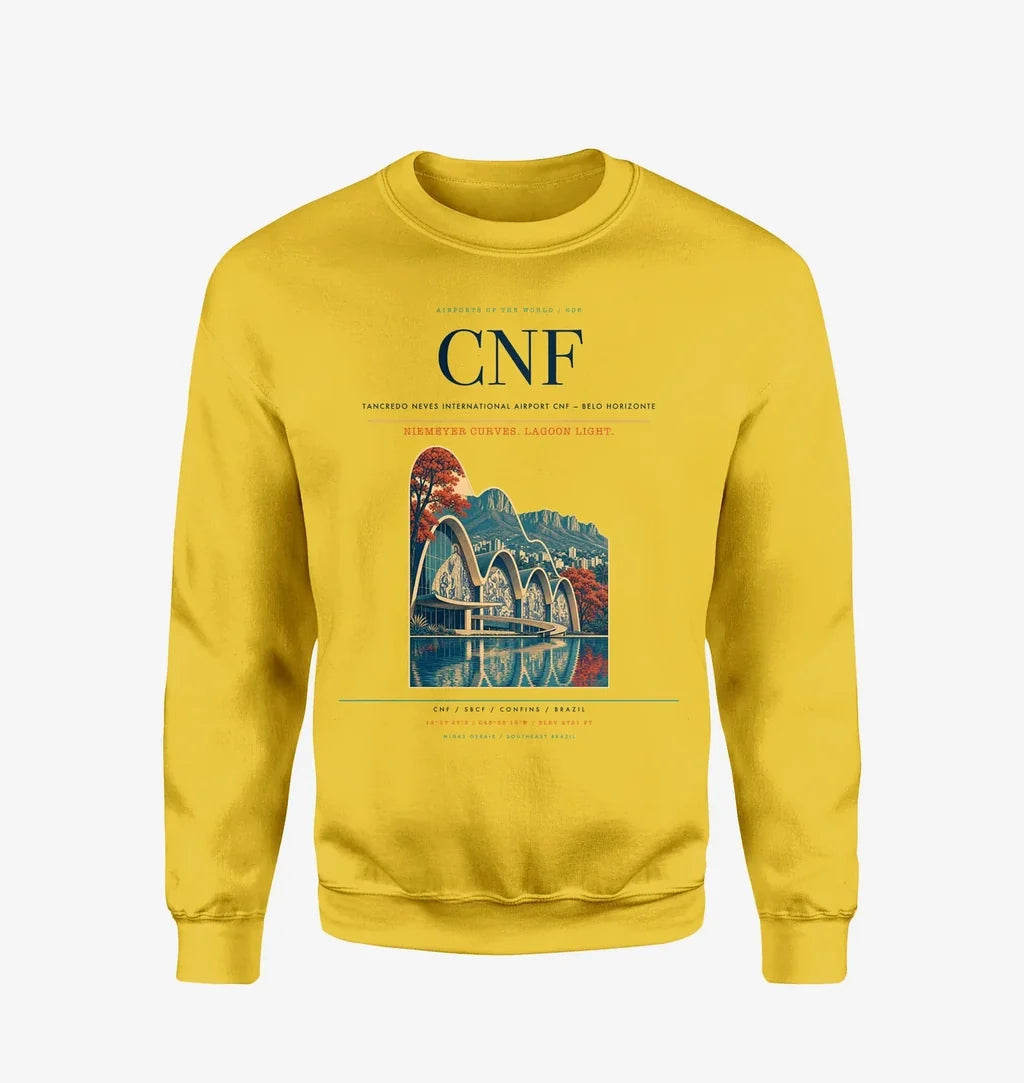 Tancredo Neves International Airport (CNF) design on yellow sweatshirt