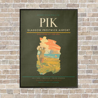 Thumbnail for Glasgow Prestwick Airport PIK vertical canvas print - framed - green army background