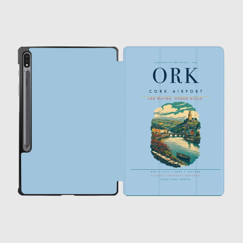Cork Airport (ORK) design on light blue samsung tablet tablet case