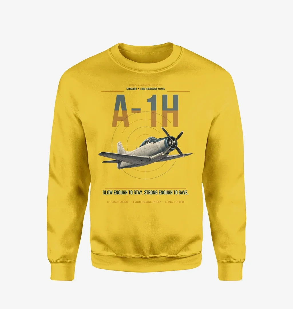 A-1H Skyraider design on yellow sweatshirt