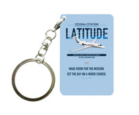 Thumbnail for Cessna Citation Latitude design on light blue designed key chain, double-side print