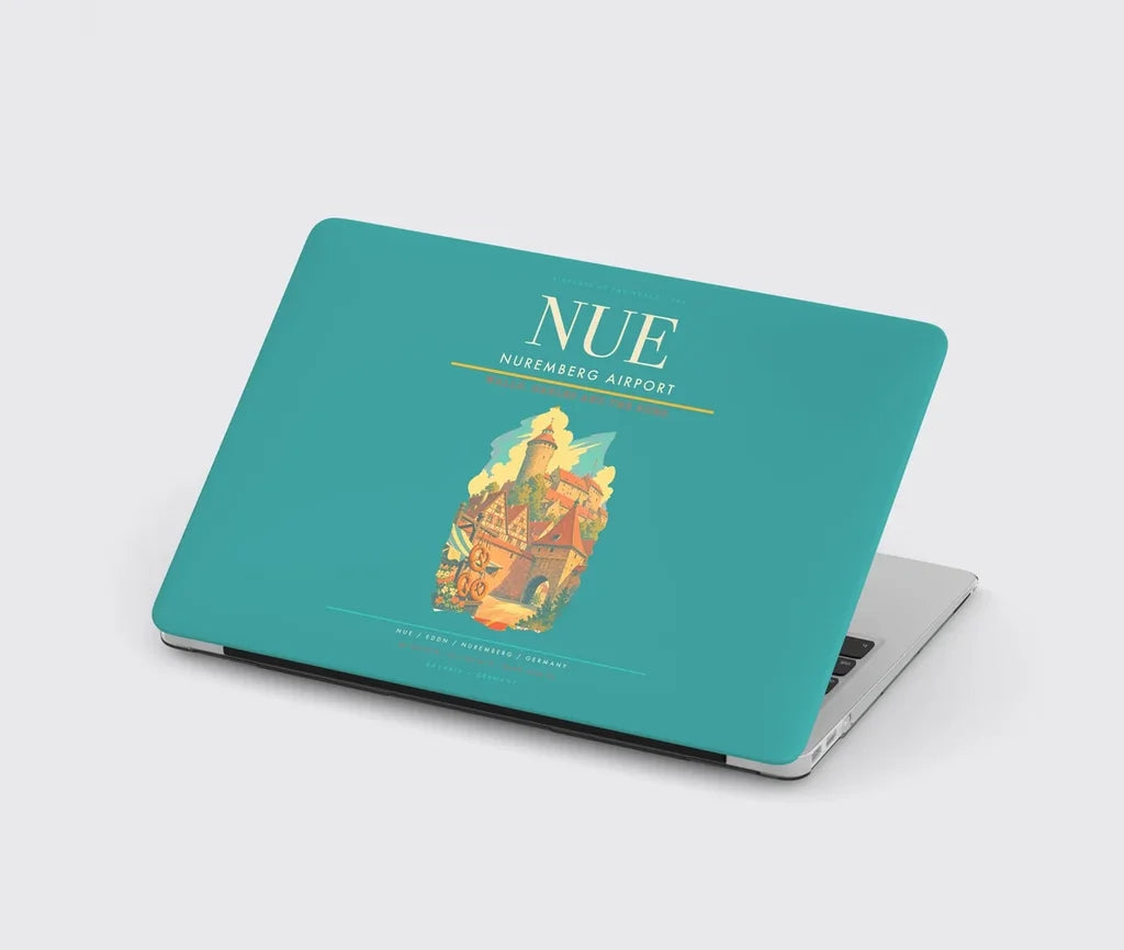 Nuremberg Airport (NUE) design on turquoise MacBook case