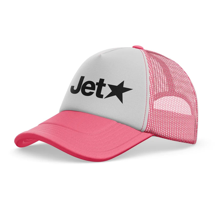 Jetstar Airlines aviation design printed on pink trucker cap